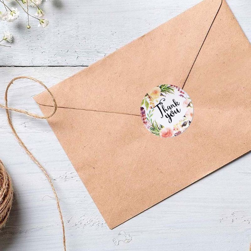 Cozyx 500pcs 4 Designs Floral Thank You Stickers Wedding Party Labels