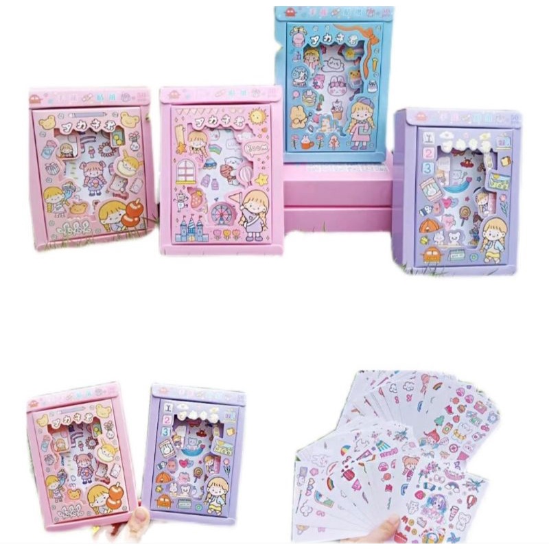 Hộp 50 tấm sticker size lớn dễ thương, giấy đẹp, size A6