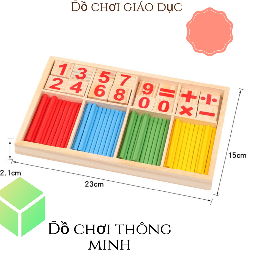 Đồ chơi giáo dục Bộ que tính học toán bằng gỗ - Đồ chơi Montessori thông minh cho bé