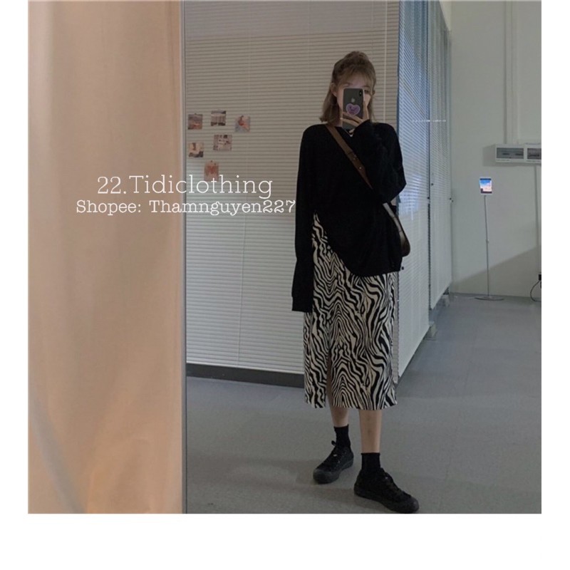 Chân váy dài hoạ tiết , chân váy midi unisex chất đẹp , có bigsize form rộng