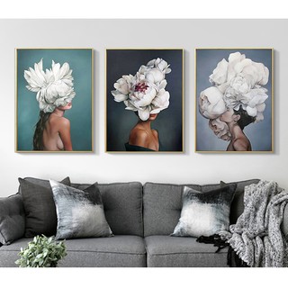 Bộ 3 Bức Tranh Canvas Hình Cô Gái 40x60cm (Kèm Khung + Đinh Treo)