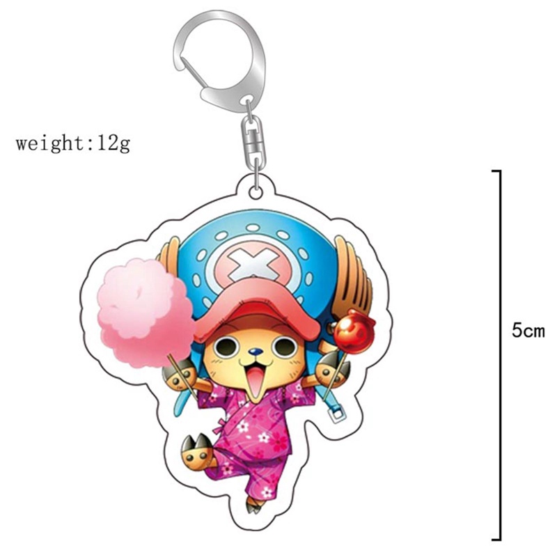 flowersqueen Móc Khóa Nhựa Acrylic Hai Mặt Họa Tiết Hoạt Hình One Piece