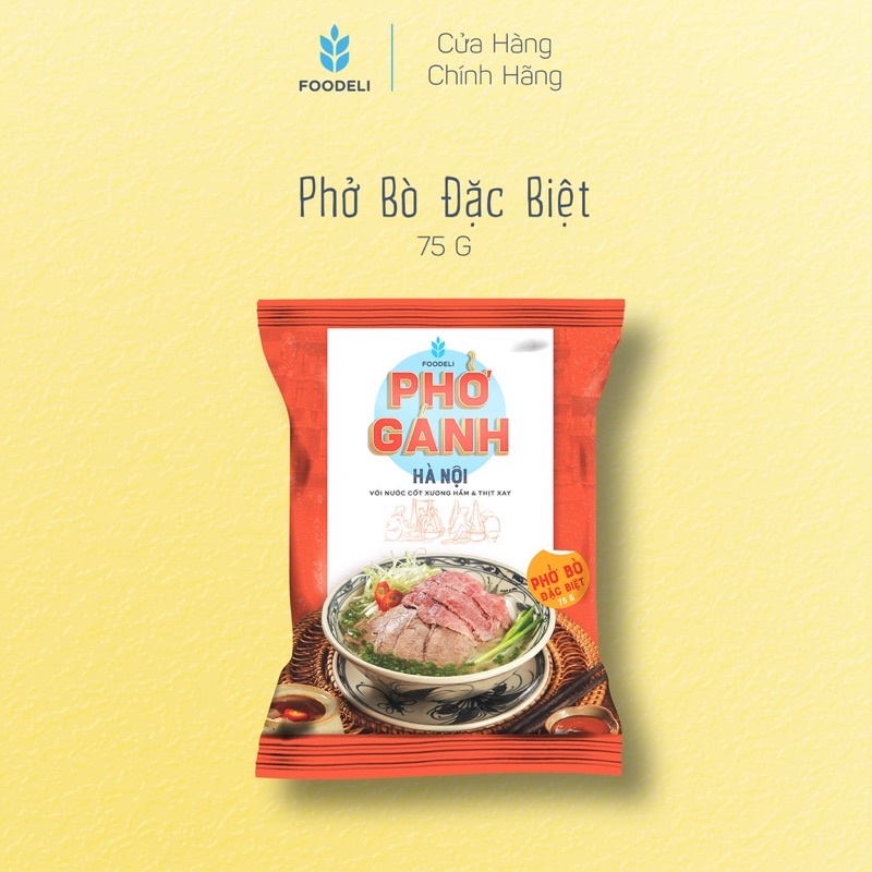 Phở Gánh Hà Nội ăn liền - Phở Bò/Gà Đặc Biệt (Gói 75Gr).