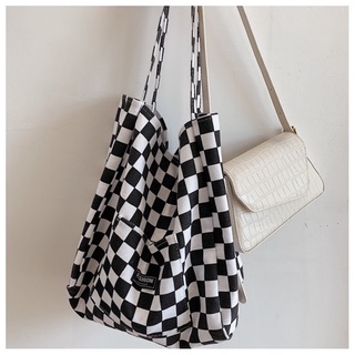 Túi checked tote caro unisex (có sẵn)