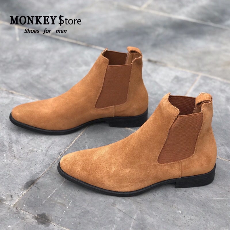 Giày Chelsea boot nam Da lộn thời trang nam - Mã MK03 ( Ảnh và video chi tiết - Có tặng lót tăng chiều cao )