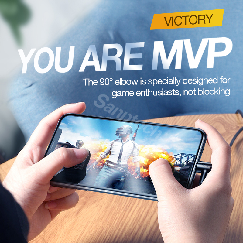 Dây cáp sạc nhanh Sanptoch 90 độ dài 1M / 1.5M / 2M cho IPhone 11 Pro Max XS XR X IPad Ipod IOS