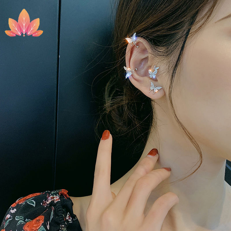 Bông tai mạ bạc 925 hình bướm đính đá xinh xắn