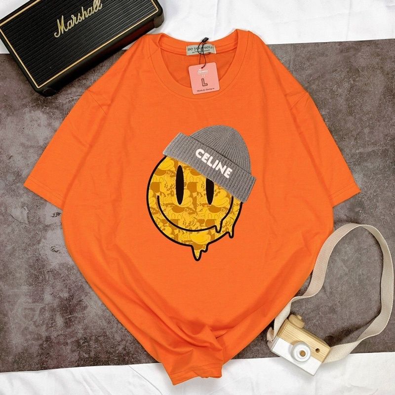 Áo Thun Tay Lỡ Cotton Form Rộng Unisex Mặt Cười CLINE
