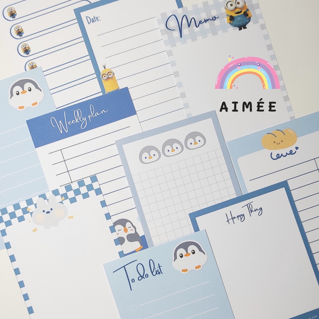 [Mã LIFEBOOK2 giảm 10% đơn 0Đ] Set 16 Tờ Note Blue Color Dễ Thương | Aimée