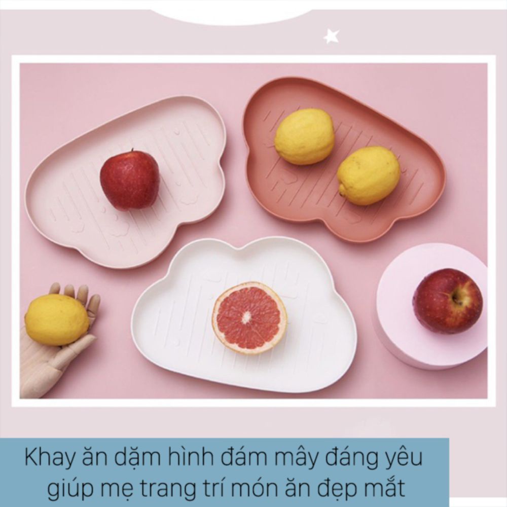 Khay đựng đồ ăn dặm cho bé hình đám mây, chất liệu nhựa chống vỡ Shop bé TiTi