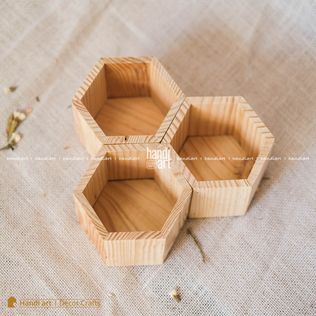 Chậu gỗ lục giác, chậu gỗ cắm hoa - wooden pots