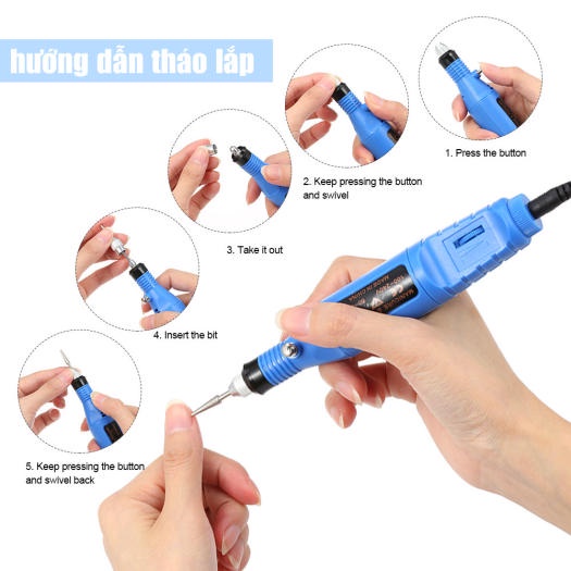 Máy làm nail Mini  mài bột, mài móng, phao móng sần, mịn