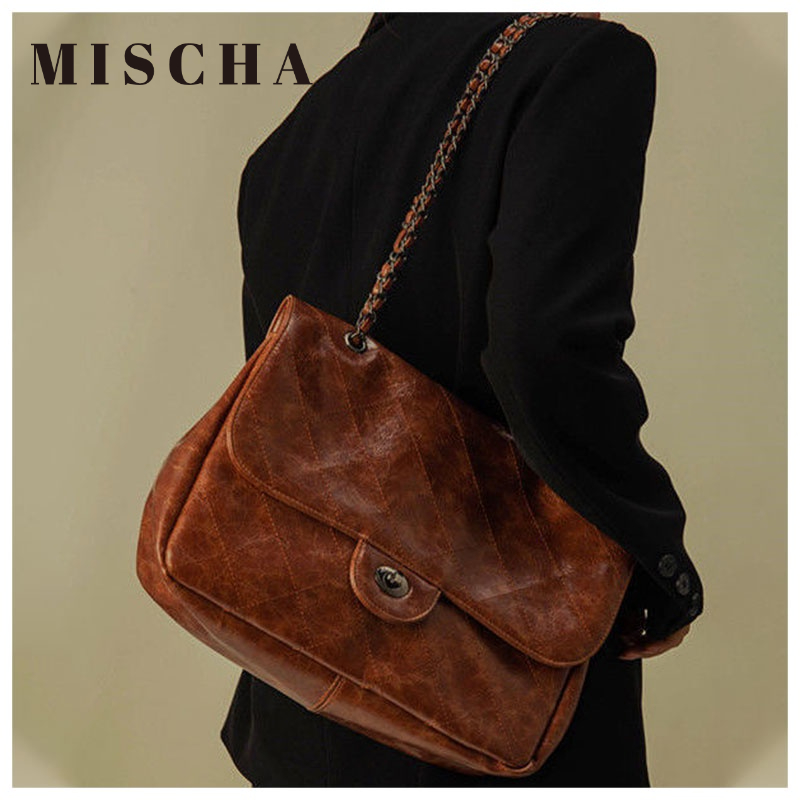 Mischa Túi Đeo Vai Bằng Da PU Màu Trơn Sức Chứa Lớn Phong Cách Pháp Cổ Điển Thời Trang Chất Lượng Cao