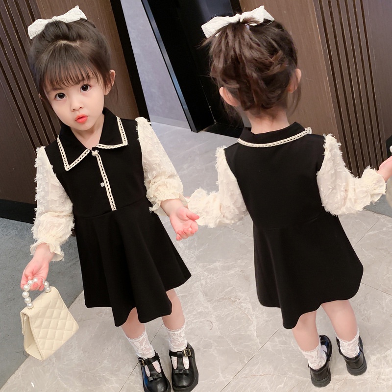 IQ ANGEL Đầm Công Chúa Phong Cách Phương Tây Hàn Quốc Mẫu Mới Thời Trang Xuân Thu Cho Bé Gái