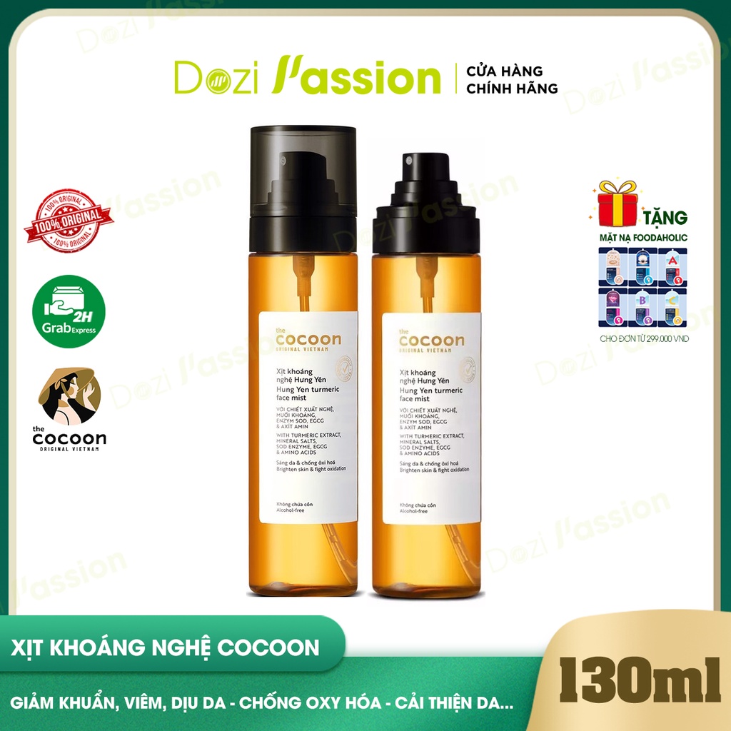 Xịt Khoáng Cocoon Chiết Xuất Nghệ Hưng Yên Làm Sáng Da, Mờ Thâm, Ngăn Ngừa Lão Hóa - Hung Yen Turmeric Face Mist 130ml