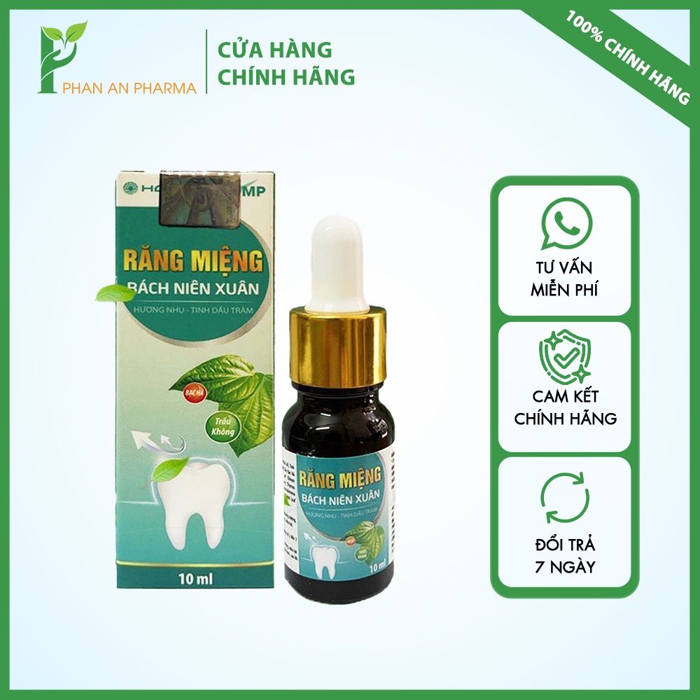 Răng miệng Bách Niên Xuân giúp giảm hôi miệng, sạch lưỡi, hết sâu răng lọ 10ml - HG069
