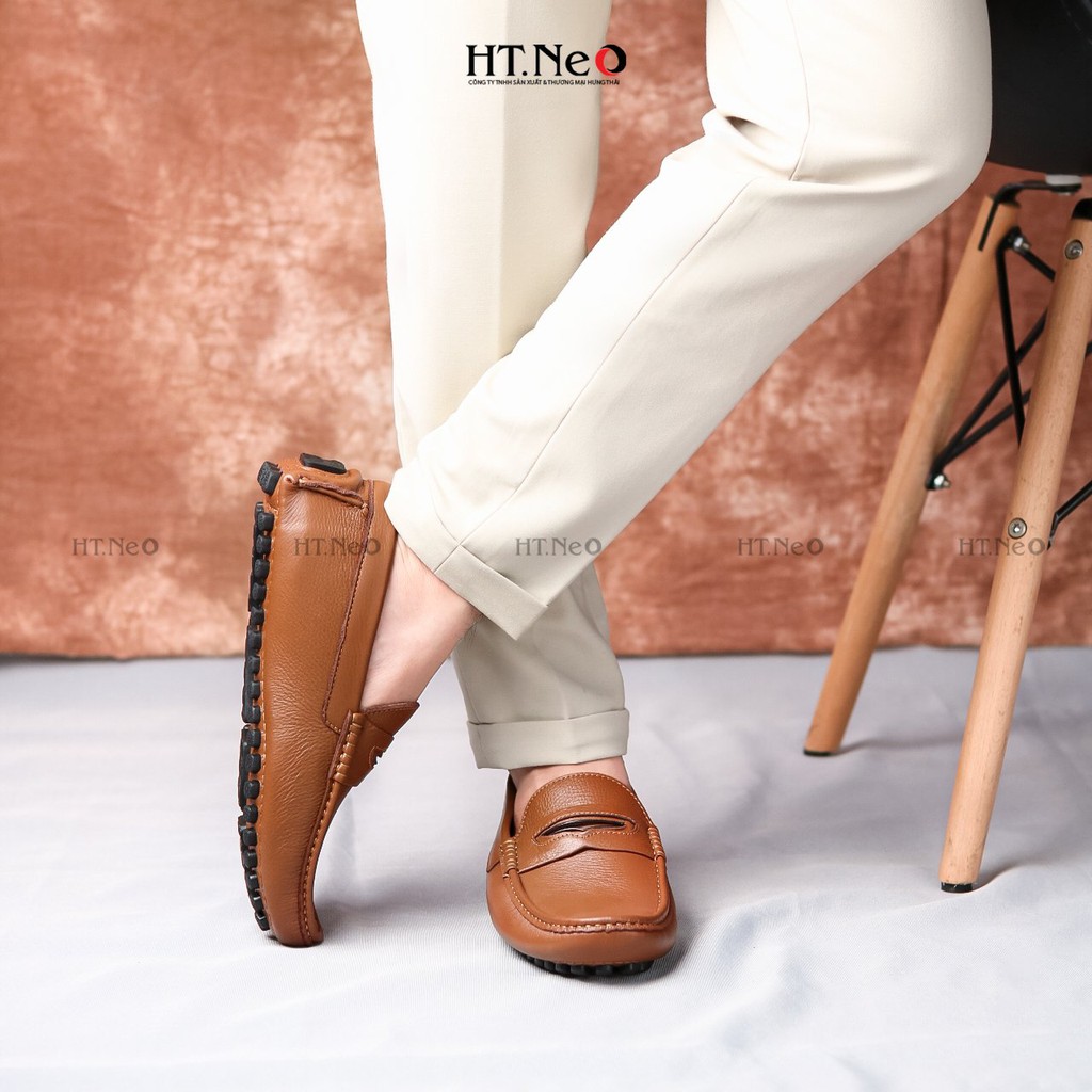 Giày mọi nam - giày lười nam cao cấp HT.NEO da bò nguyên miếng siêu siêu mềm hàng thời trang siêu đẹp đơn giản (GM76)