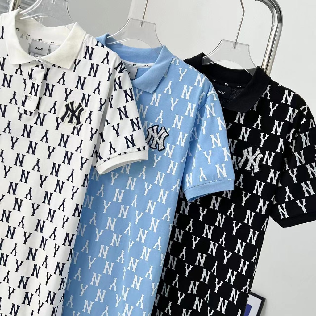 Áo Thun POLO Tay Ngắn In Chữ MLB Presbyopic Phong Cách Retro Thời Trang Mùa Hè 22 Dành Cho Nữ