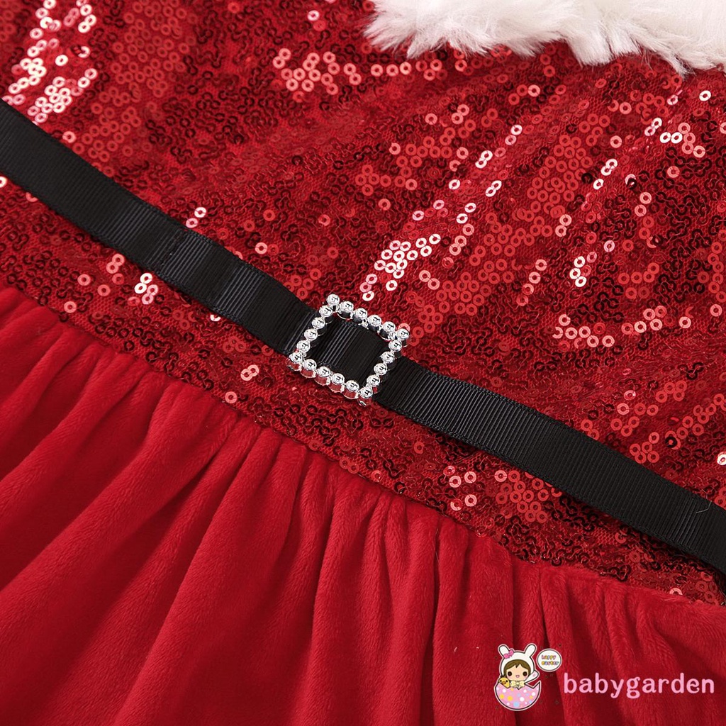 Đầm 2 dây họa tiết giáng sinh có thắt lưng cho bé gái từ 1-5 tuổi