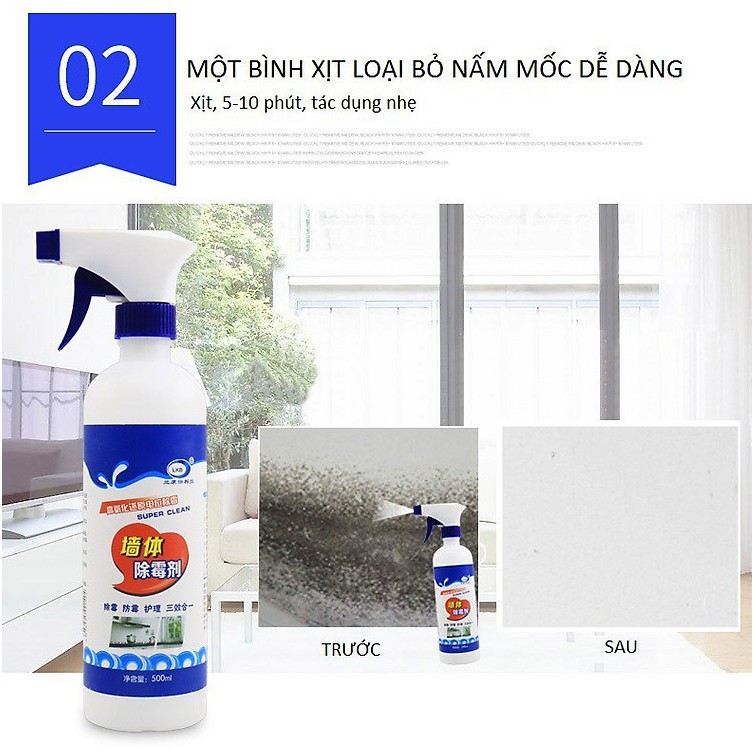 [Mã SRJULY1619 giảm 15K đơn 50K] Bình Xịt Tẩy Nấm Mốc Tường Nhà, Phòng Tắm ,Nhà Bếp LKB 500ml