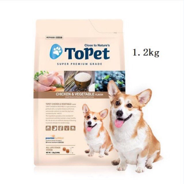 Thức ăn cho chó nhập khẩu Hàn Quốc Hạt Topet Chicken &amp; Rice, Lamb dành cho Chó mọi giống mọi lứa tuổi 1,2kg- Đảo Chó Mèo