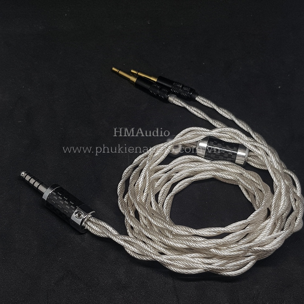 Dây tai nghe đồng mạ bạc OFC 1.8mm tết 4 - Hifiman Dual 3.5mm