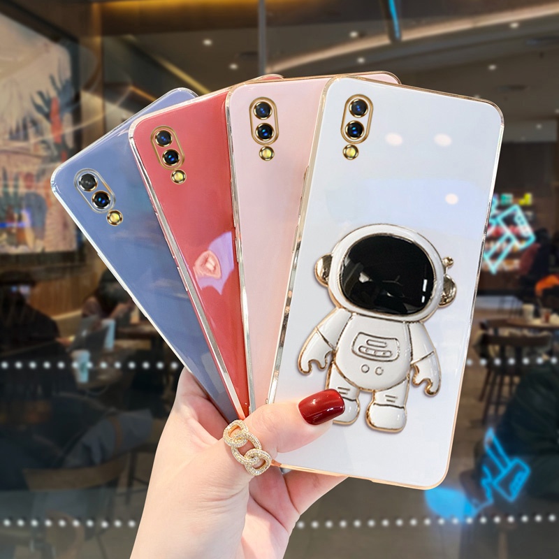 Ốp Điện Thoại Mềm Họa Tiết Phi Hành Gia Có Giá Đỡ Cho Vivo Y93 Y95 Y91 Y91i Y91C V19 NEO V17 V15 S1 Pro