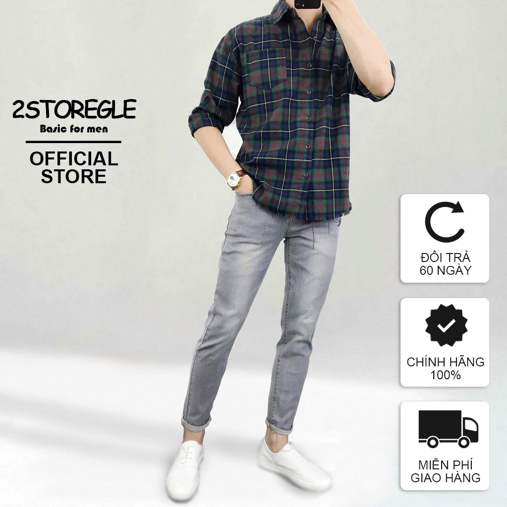 Quần Jeans Nam Xám 2STOREGLE Chất Mịn Dáng Ôm Thời Trang Hàn Quốc Hiện Đại