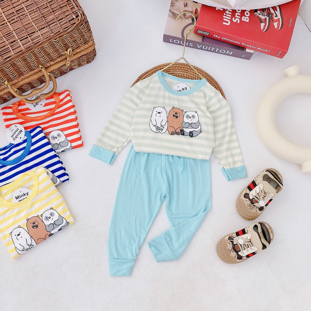 Quần Áo Dài Tay Cho Bé Bộ ,Thun Lạnh Hình Gấu Thời Trang Trẻ Em Đồ Bộ MinKy Mom Tay Dài (QATE01)