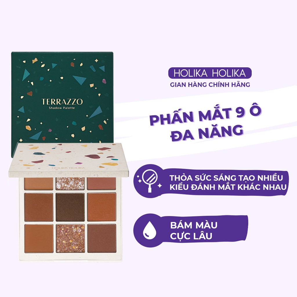 Phấn mắt trang điểm Hàn Quốc Holika Holika 9 màu siêu mịn lên màu chuẩn xác lâu trôi sắc màu tươi trẻ dễ phối 13.5g