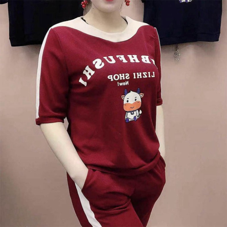 [RẺ VÔ ĐỊCH]Bộ đồ nữ thời trang cao cấp, Vải thun cotton họa tiết in chuẩn đẹp như hình