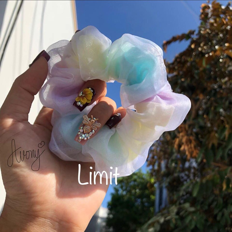 Cột tóc Scrunchie - Cột màu cầu vòng- vải loang