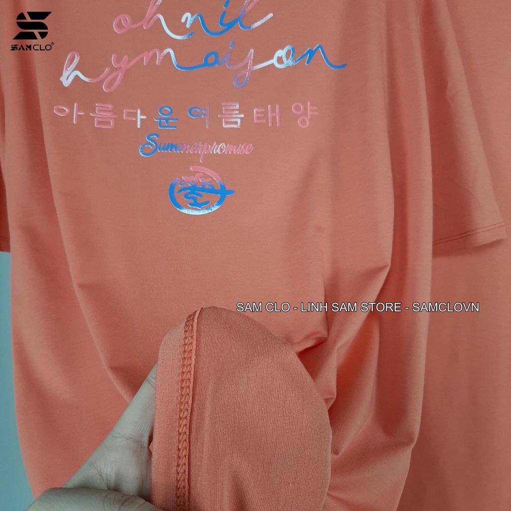 Áo phông tay lỡ nam nữ form rộng SAM CLO dáng unisex, mặc cặp, nhóm, lớp in chữ hàn SUMMER PROMISE