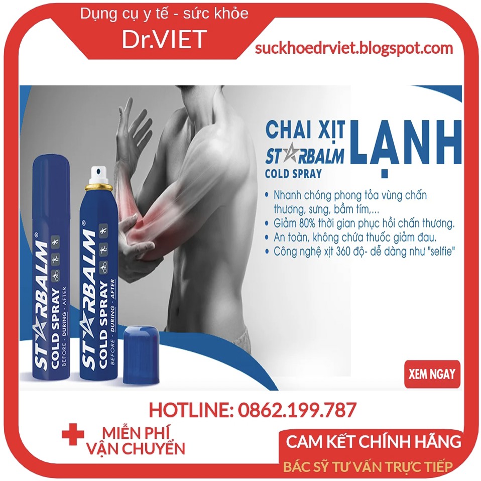 Chai xịt lạnh giảm đau tức thời STARBALM 150ML Hà Lan-STARBALM COLD SPRAY- Hỗ trợ các dạng đau cơ bắp và chấn thương cơ