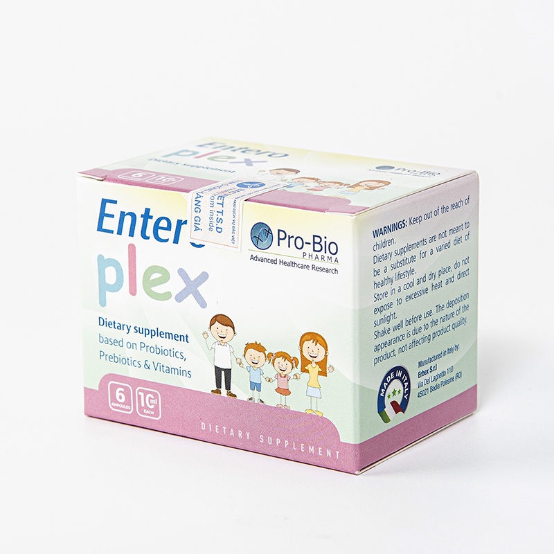 Men vi sinh Entero Plex - Bổ sung lợi khuẩn đường ruột, Hộp 6 ống x 10 ml