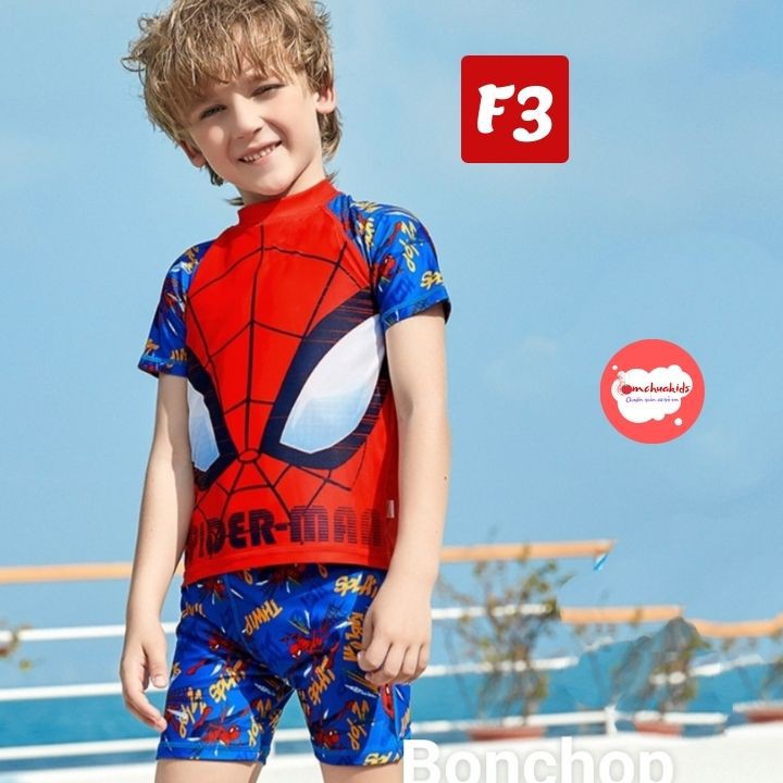 Đồ bơi bé trai hình siêu nhân nhện 10-39kg - vải thun cao cấp chuyên dùng cho đồ bơi, độ co giãn cực tốt- Tomchuakids