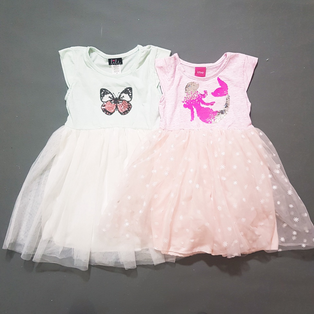 Đầm thun chân voan đính kim sa ngựa unicorn, mèo kitty, tiên cá...dễ thương bé gái