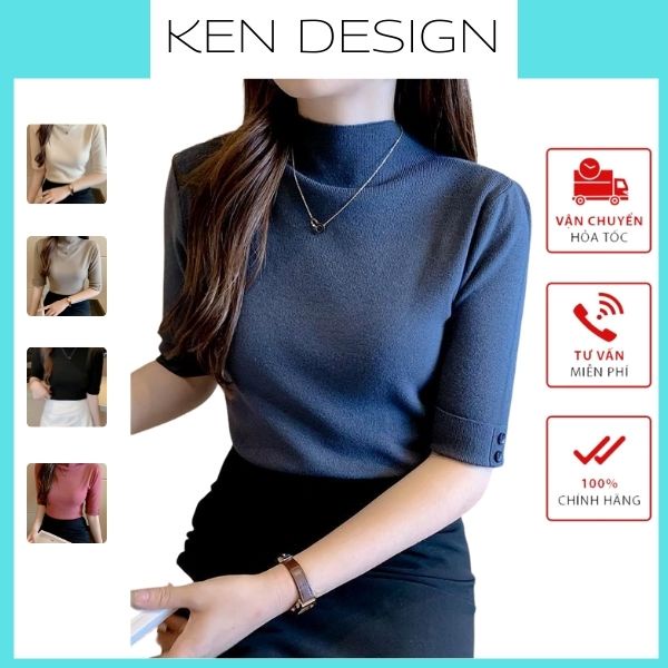 Áo Len Tăm Nhung Tay Cúc Lửng Basic 6 màu chất Liệu Len Mềm Mịn Co giãn Thoải Mái