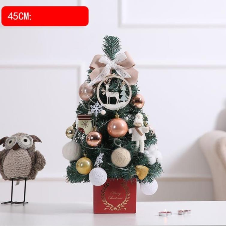 Cây thông noel mini, cây thông noel để bàn, Merry Christmas kèm phụ kiện + đèn