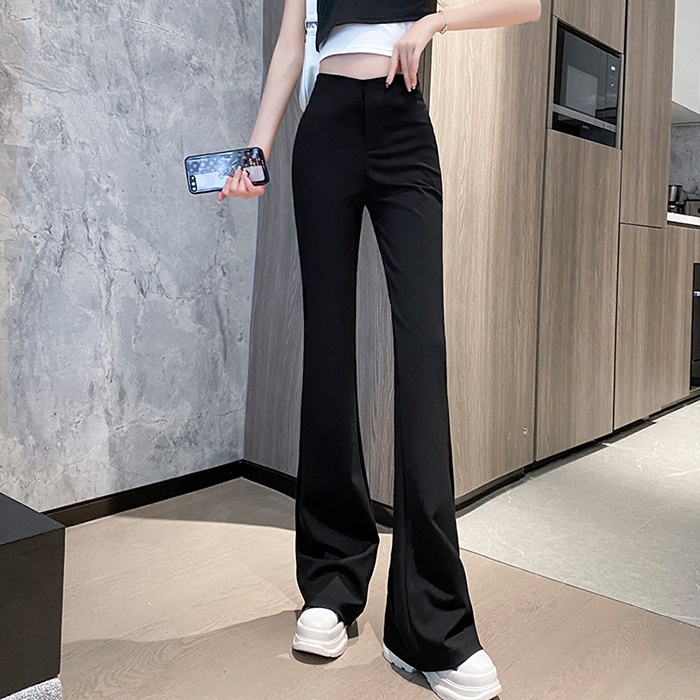Quần ống loe dài cạp vừa chất gân tăm ZZ kèm túi zip