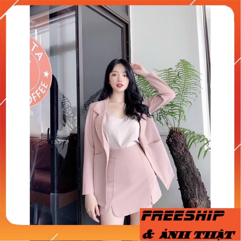 [Ảnh + video Thật] Sét vest công sở lượn sóng chất tuyết mưa  size S M cho khách eo 57-82 cm ✅✅