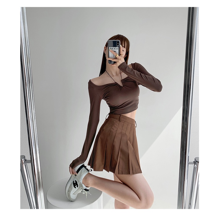 Chân váy tennis xếp ly màu trắng đen xếp li skirt cạp lưng cao ngắn chữ a phong cách CV35