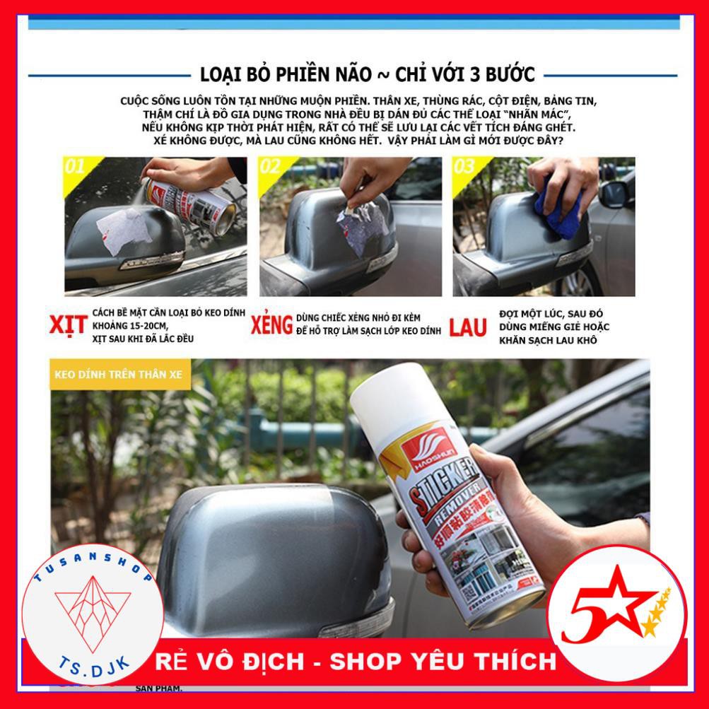 [TẨY CỰC MẠNH] Chai Xịt Tẩy Keo, Băng Dính, Kẹo Cao Su, Phân Chim, Nhựa Đường - HAOSHUN STICKER REMOVER - BAOBAO