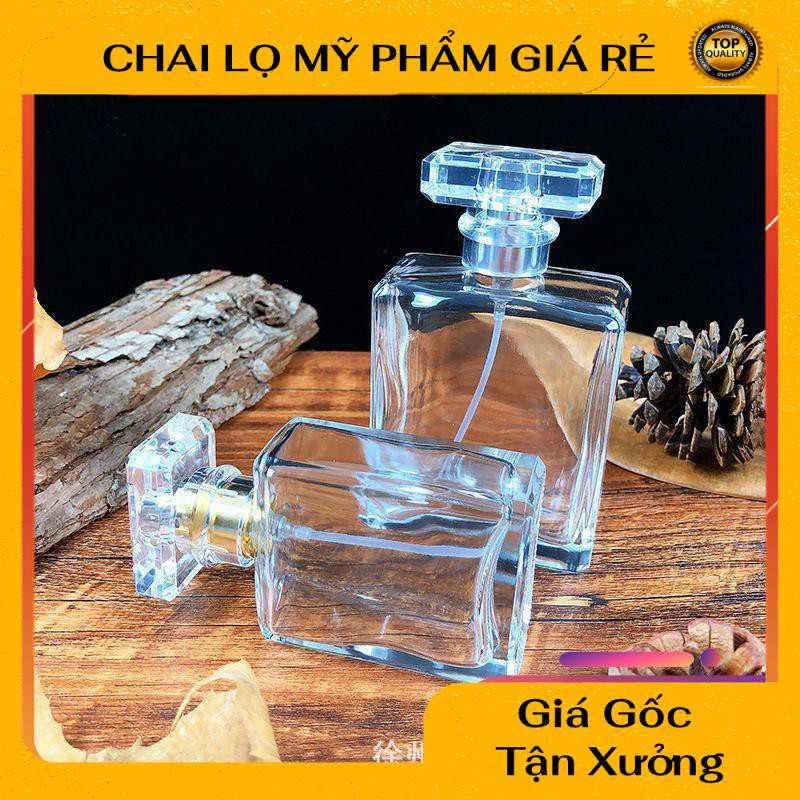 Lọ chiết nước hoa [30ml/50ml] hình chữ nhật Nắp Trong