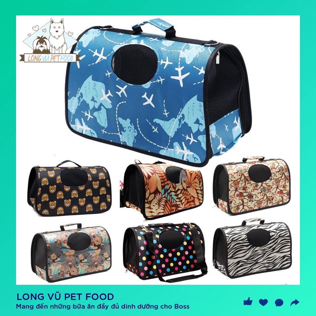 Túi vận chuyển chó mèo 3 Size có thể gấp gọn nhiều màu - Lồng vận chuyển chó mèo - Long Vũ Pet Food
