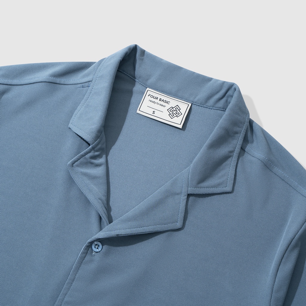 Áo sơ mi nam trơn tay lỡ form rộng, somi trơn tay ngắn Hàn Quốc vải mịn chống nhăn Four Basic SM01