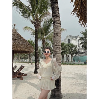 Set tơ áo cổ tim bèo quần short!