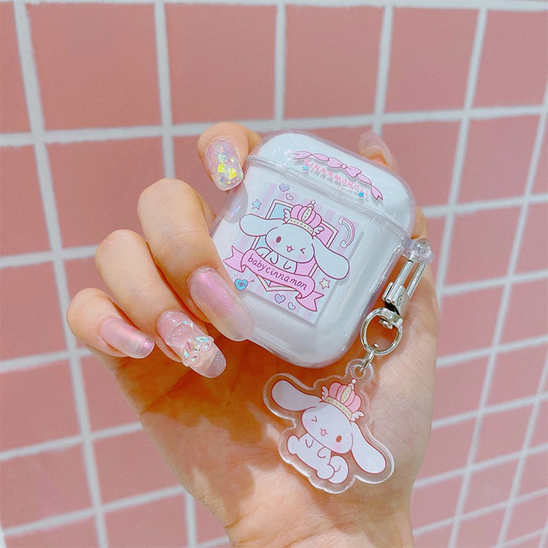 Vỏ Bảo Vệ Hộp Sạc Tai Nghe Bluetooth Airpods 1 2 3 Pro 2 PRO2 Inpods 12 Trong Suốt Họa Tiết Hoạt Hình Chú Chó Đeo Vương Miện i12 Dễ