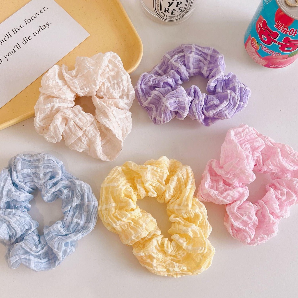 Dây Buộc Tóc Vải Lưới Thêu Họa Tiết Phong Cách Hàn Quốc