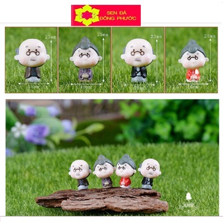 (Hot) - 1 cặp ông già bà lão đứng nhỏ - Phụ kiện làm tiểu cảnh sen đá, xương rồng, cây phong thuỷ văn phòng đẹp